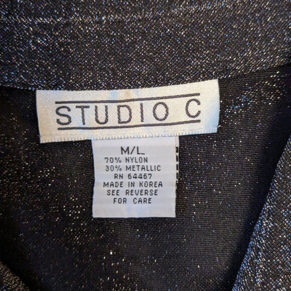 Studio C black and silver oversized blouse Medium - Large EUC - Picture 8 of 9